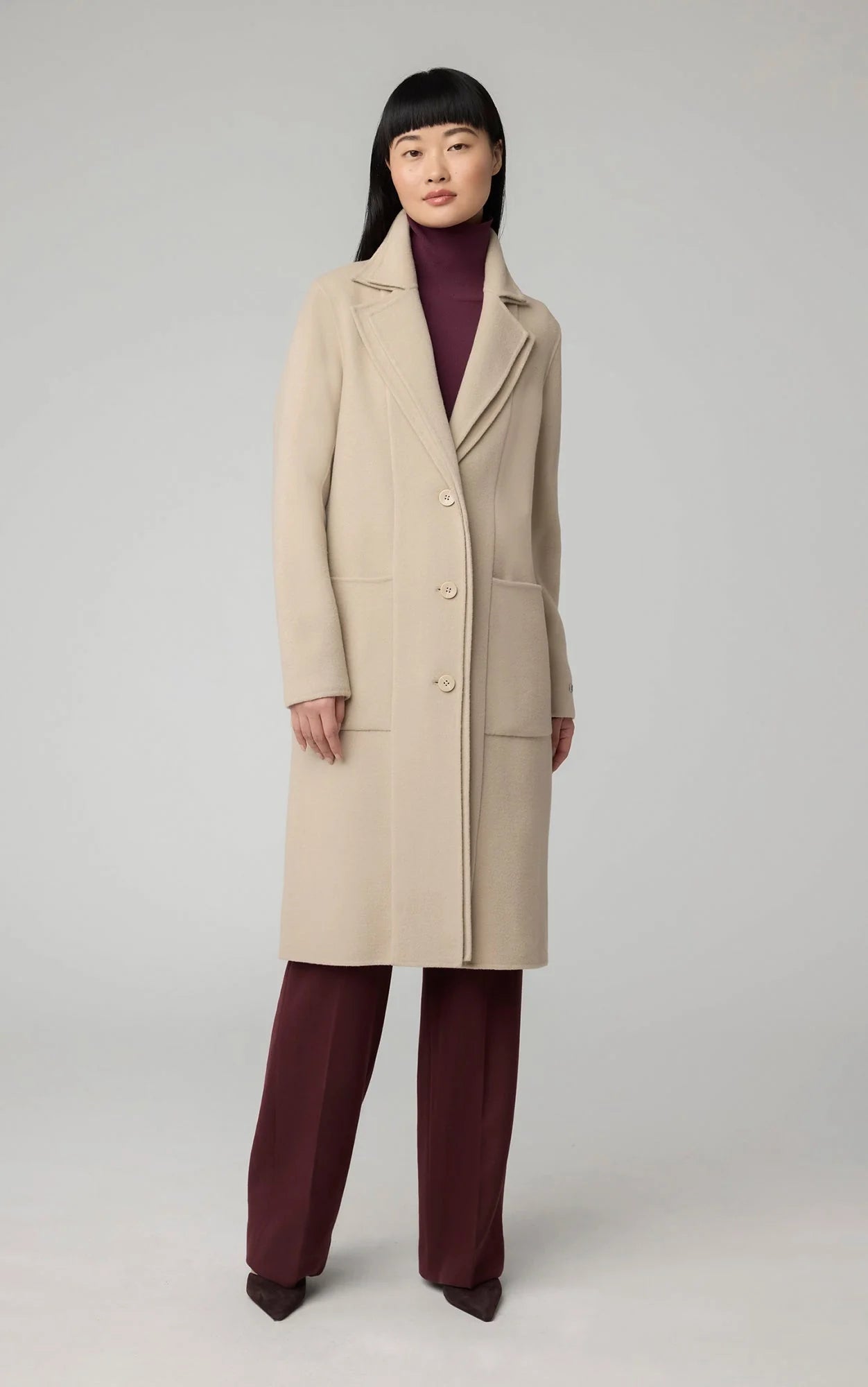 SOIA&KYO BENICIA - Straight - fit Double Face Wool Coat With Double Collar - Boutique Bubbles