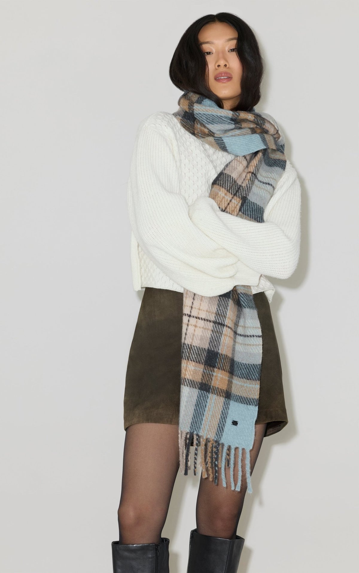 SOIA&KYO ELIZABETH - Plaid Fringe Scarf - Boutique Bubbles