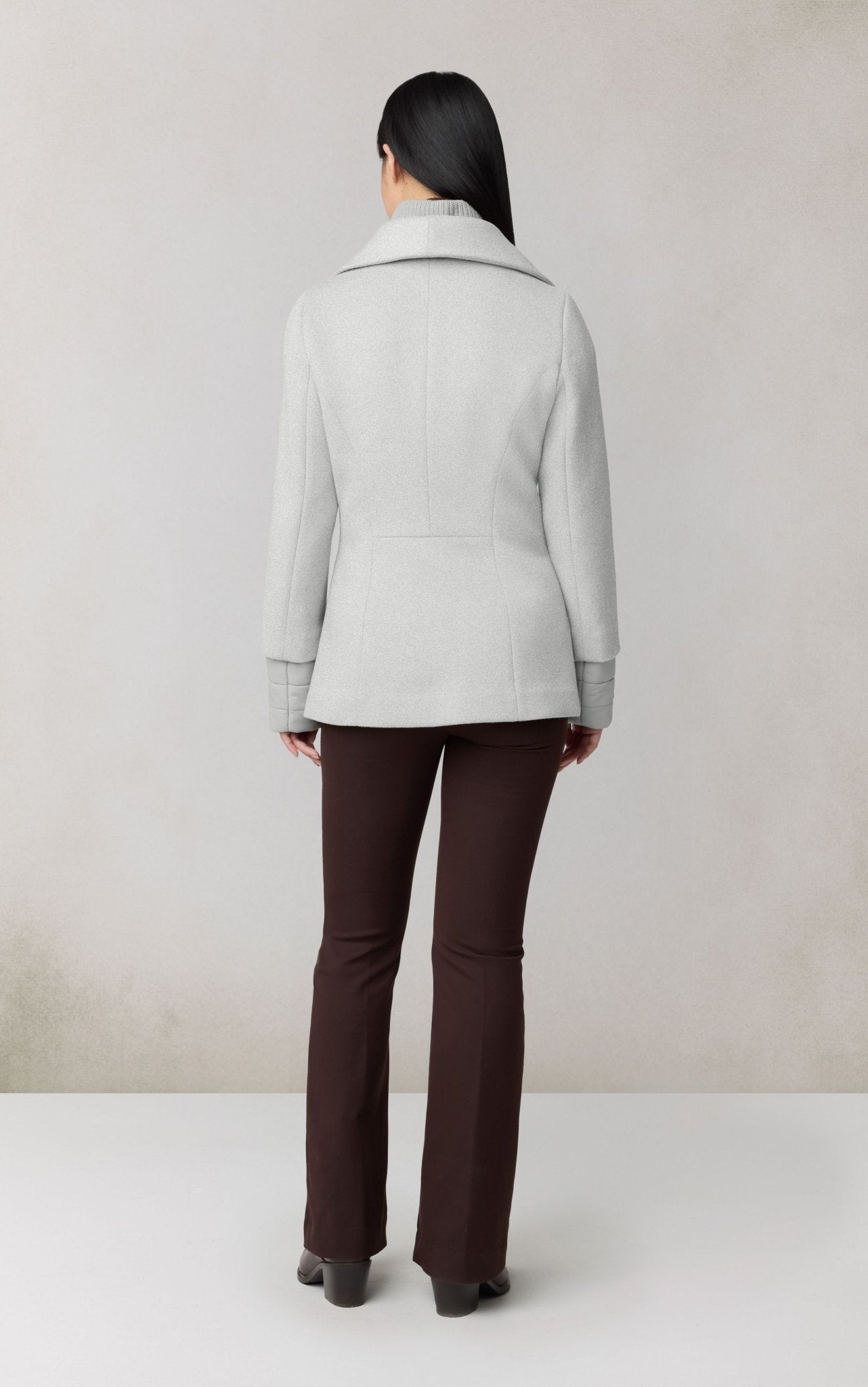 SOIA&KYO FRIEDA - Slim - Fit Mixed Media Wool Coat With Removable Bib - Boutique Bubbles