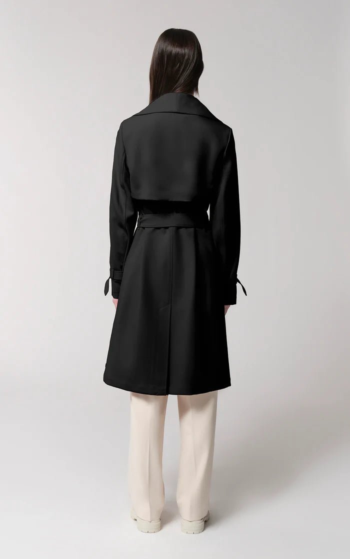 SOIA&KYO OLIVIA - Relaxed-Fit Belted Trench With Cascade Collar - Boutique Bubbles