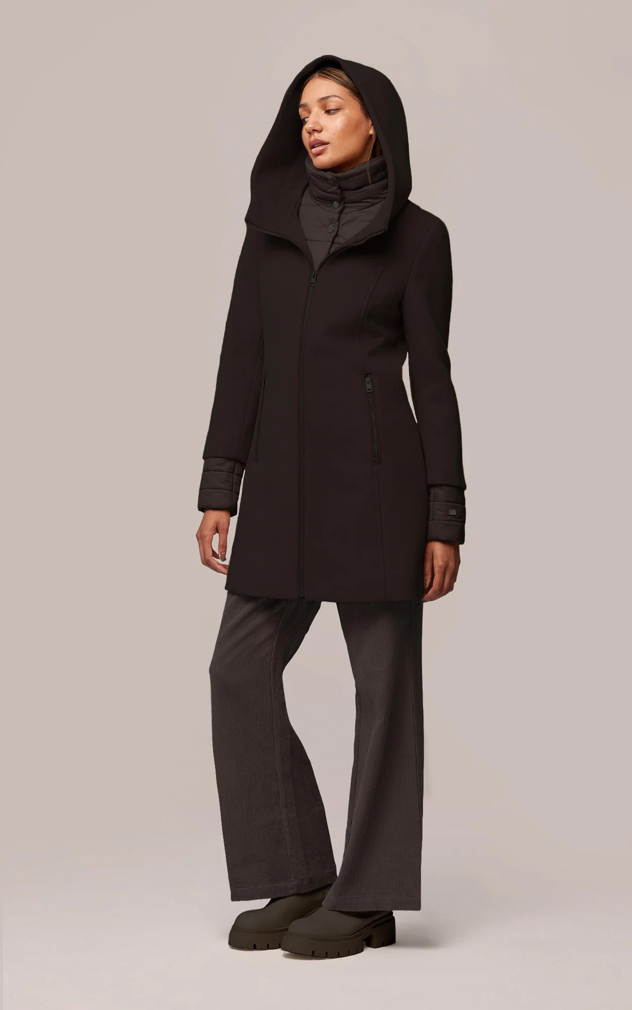 SOIA&KYO ROONEY - Mixed Media Wool Blend Coat with Quilted Bib Insert - FINAL SALE - Boutique Bubbles