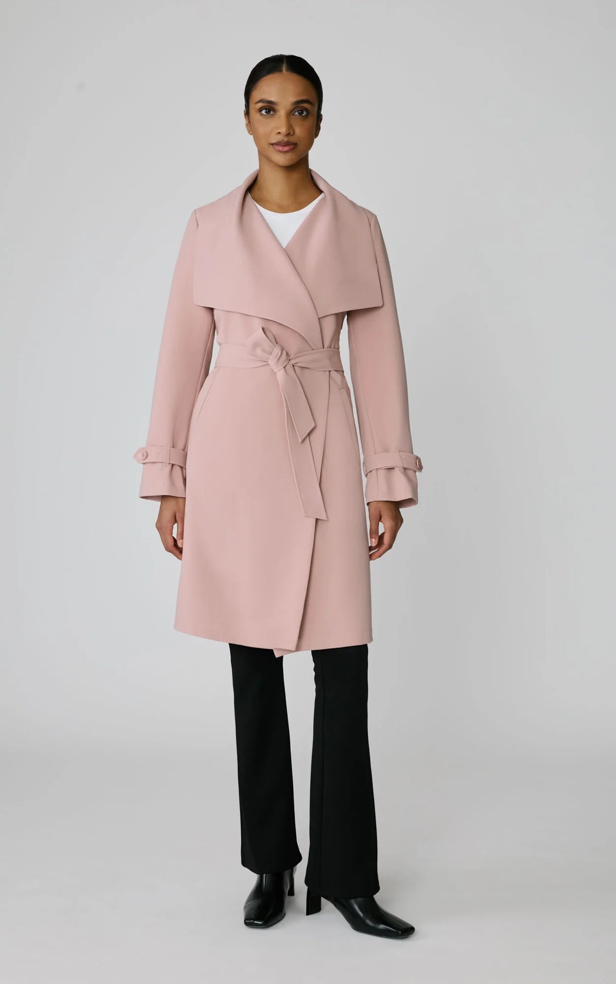 SOIA&KYO S - OLIVIA - Relaxed - Fit Belted Trench With Cascade Collar - Boutique Bubbles