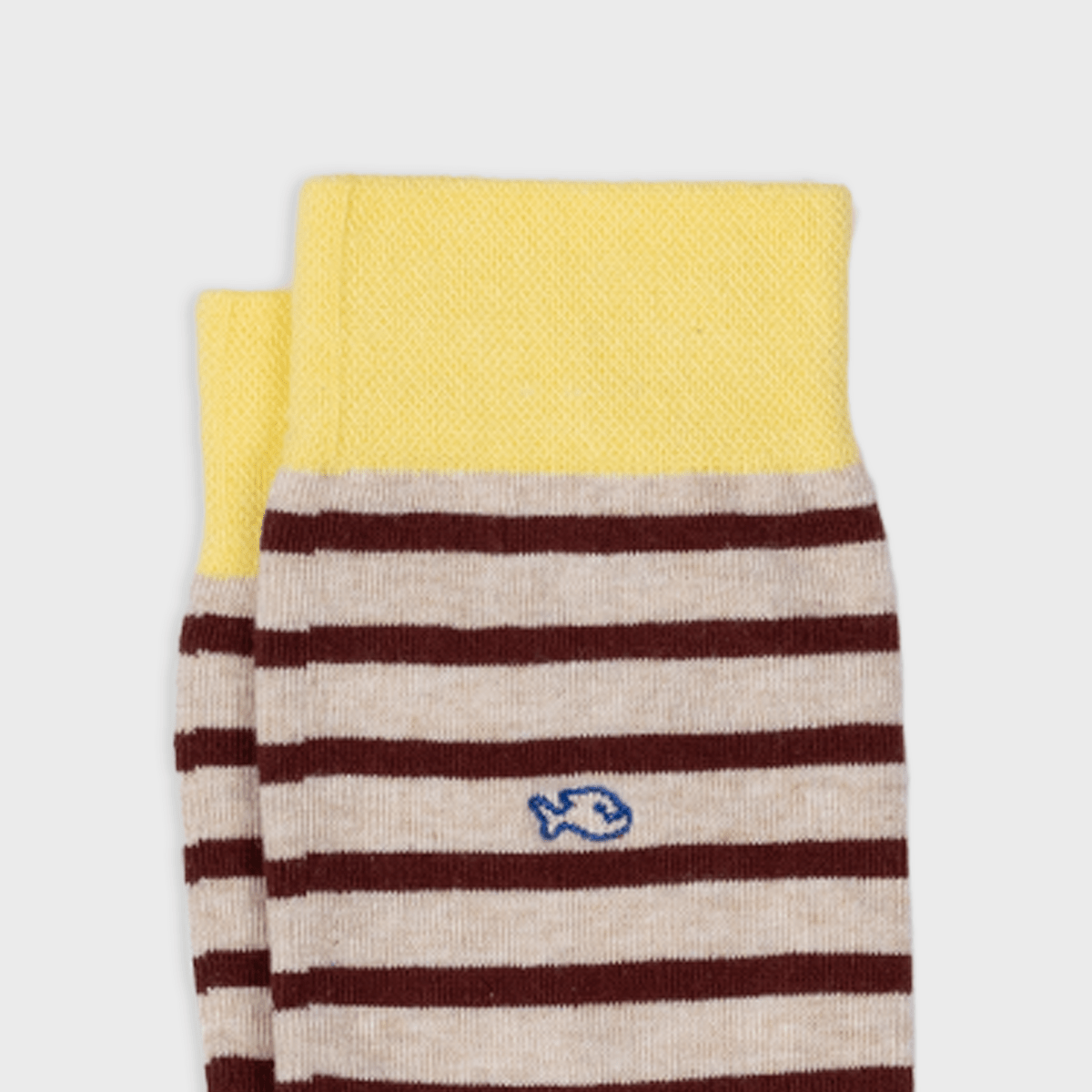Striped combed cotton socks - Beige and burgundy - Boutique Bubbles