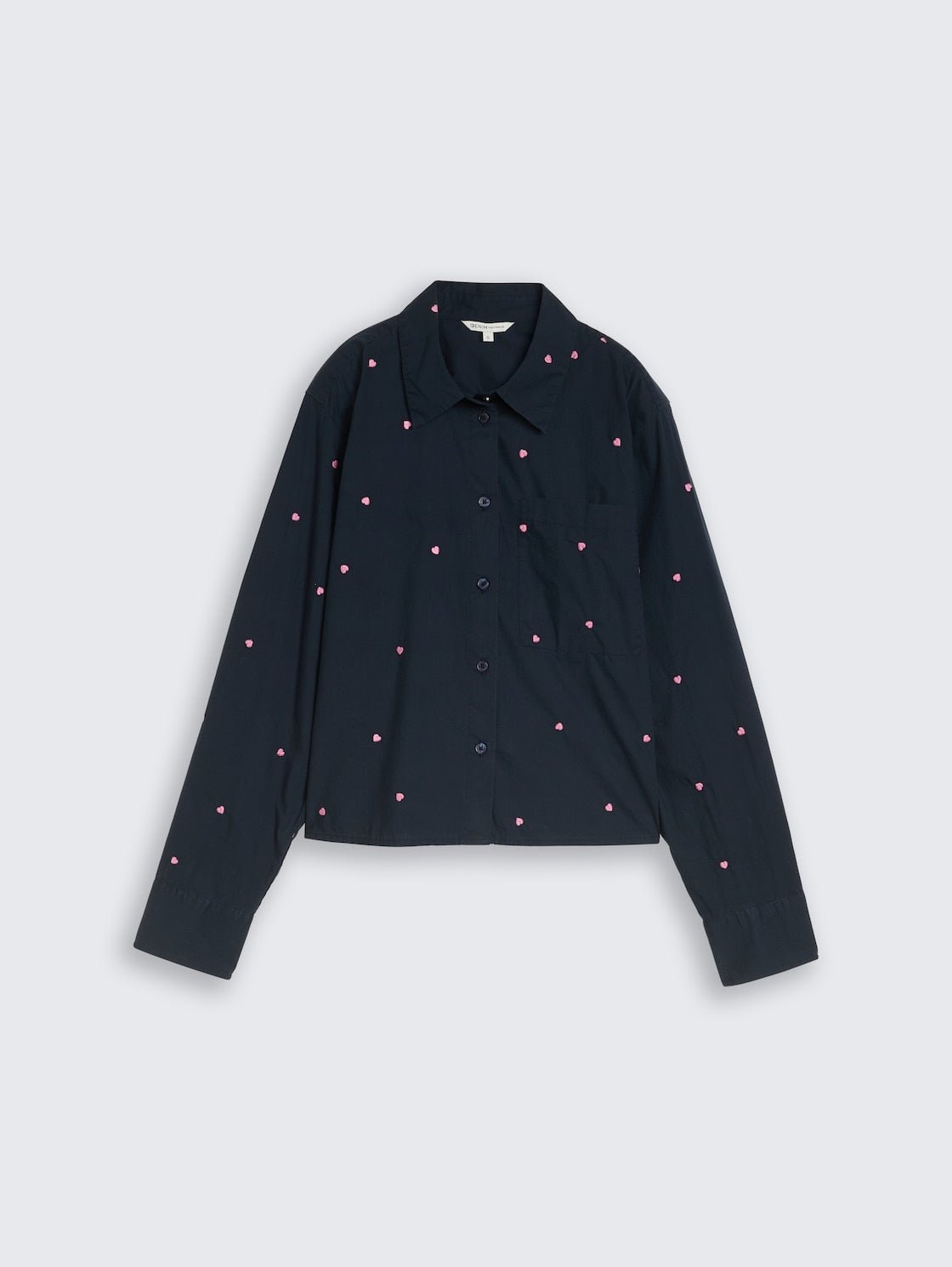 TOM TAILOR - Boxy fit shirt blouse with heart embroidery - 1051835 - Boutique Bubbles