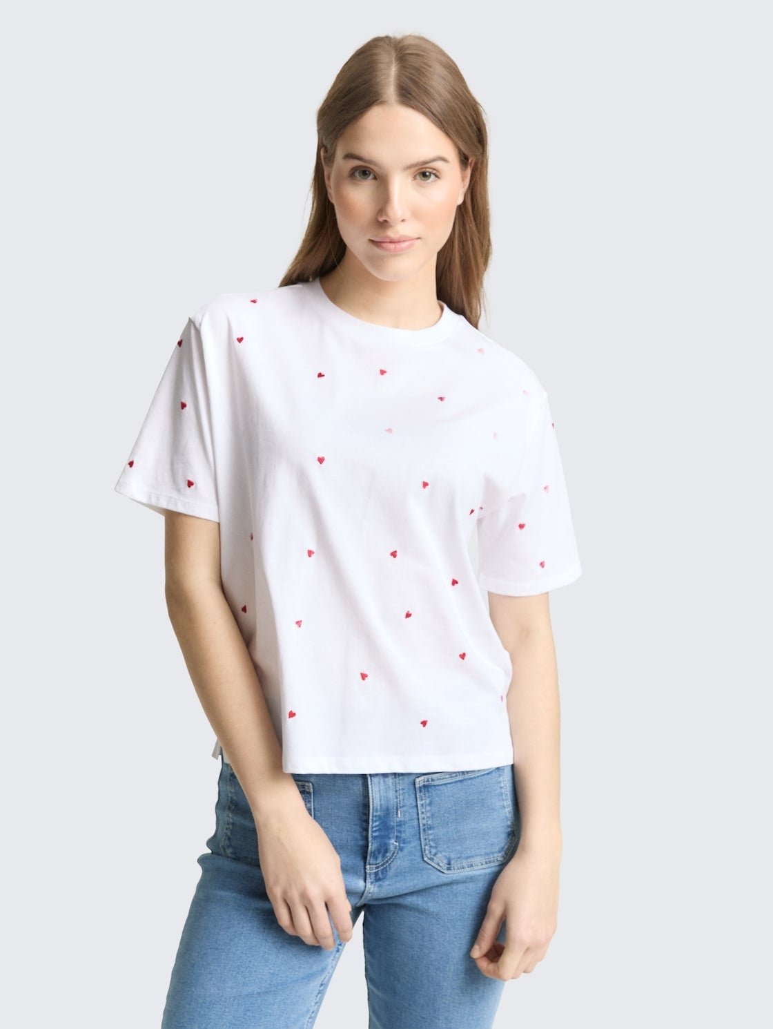 TOM TAILOR - Boxy fit T-shirt with heart embroidery - 1050480 - Boutique Bubbles