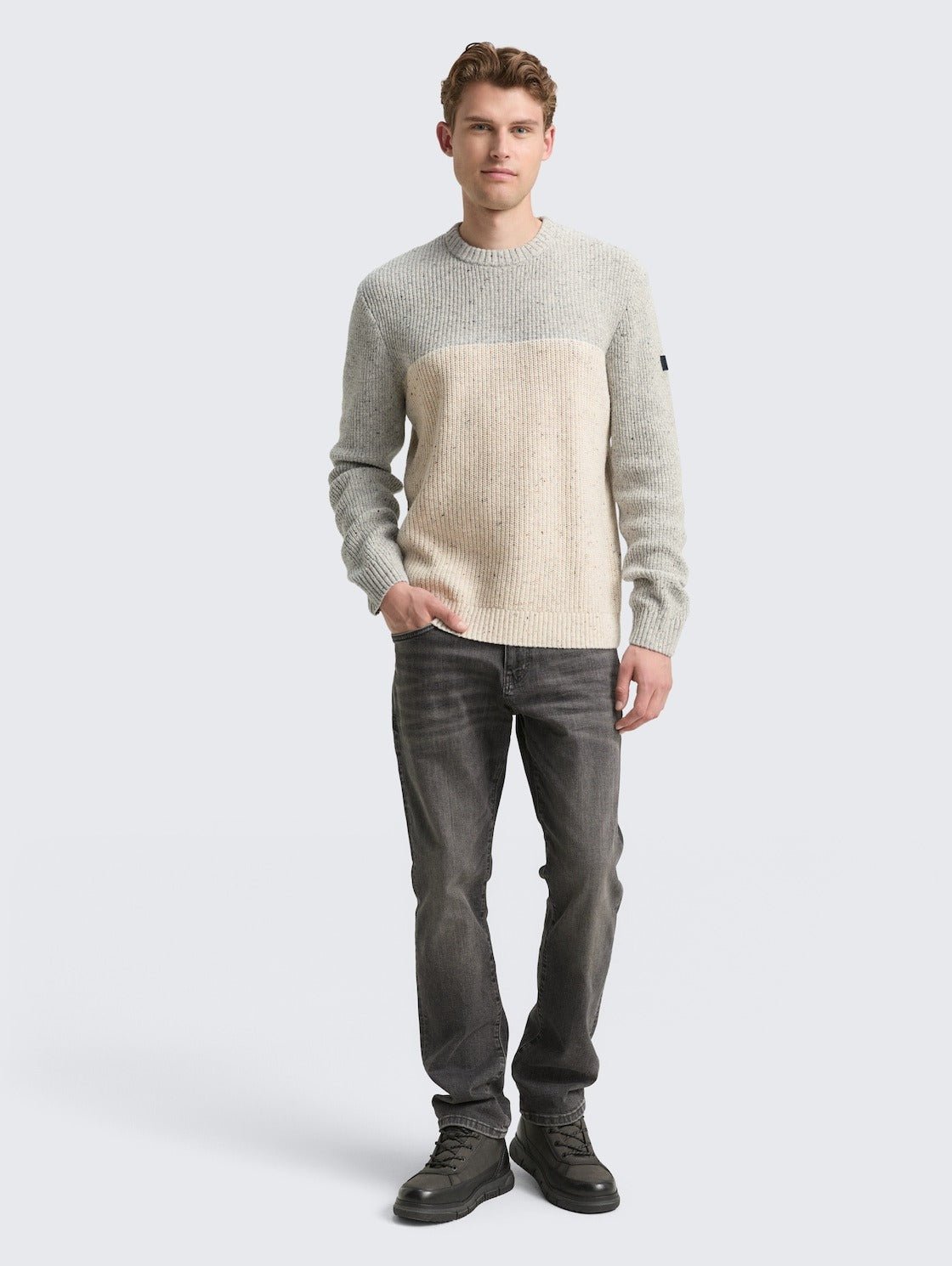 TOM TAILOR - Knitted jumper with mixed textures - 1048712 - Boutique Bubbles