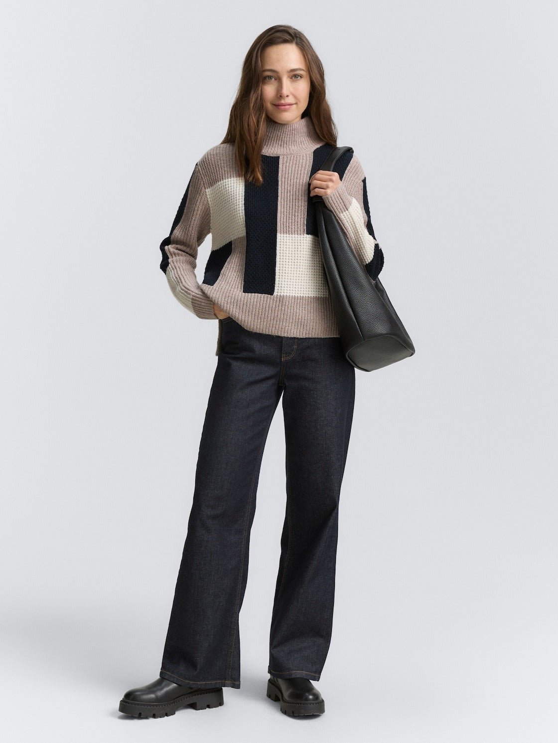 TOM TAILOR - Loose fit knitted jumper with colour blocking - 1047706 - Boutique Bubbles