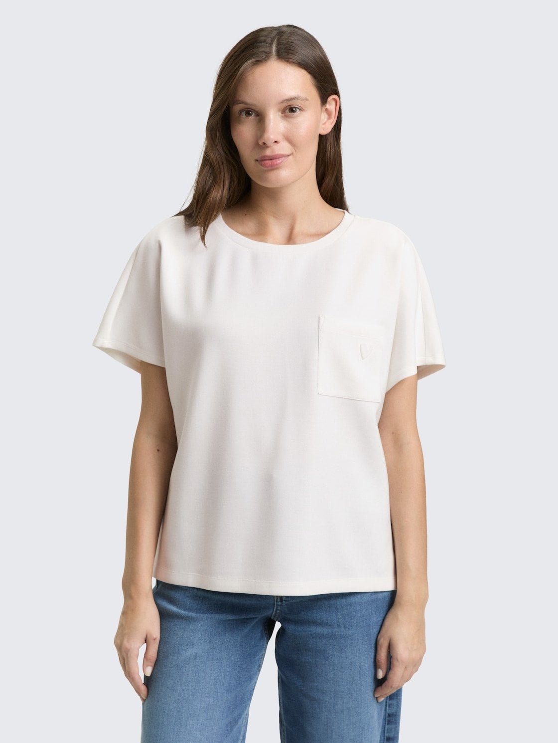 TOM TAILOR - Loose fit scuba T-shirt with breast pocket - 1050844 - Boutique Bubbles