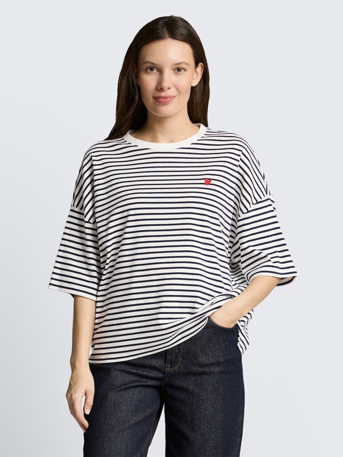 TOM TAILOR - Oversize T-shirt with stripe pattern - 1050847 - Boutique Bubbles