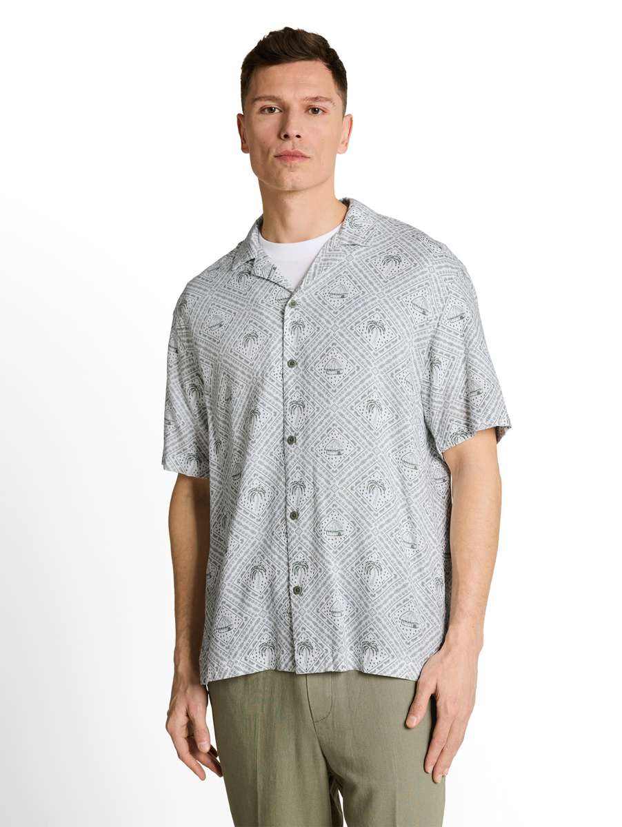 TOM TAILOR - Relaxed Printed Viscose Linen Shirt - 1049657 - Boutique Bubbles