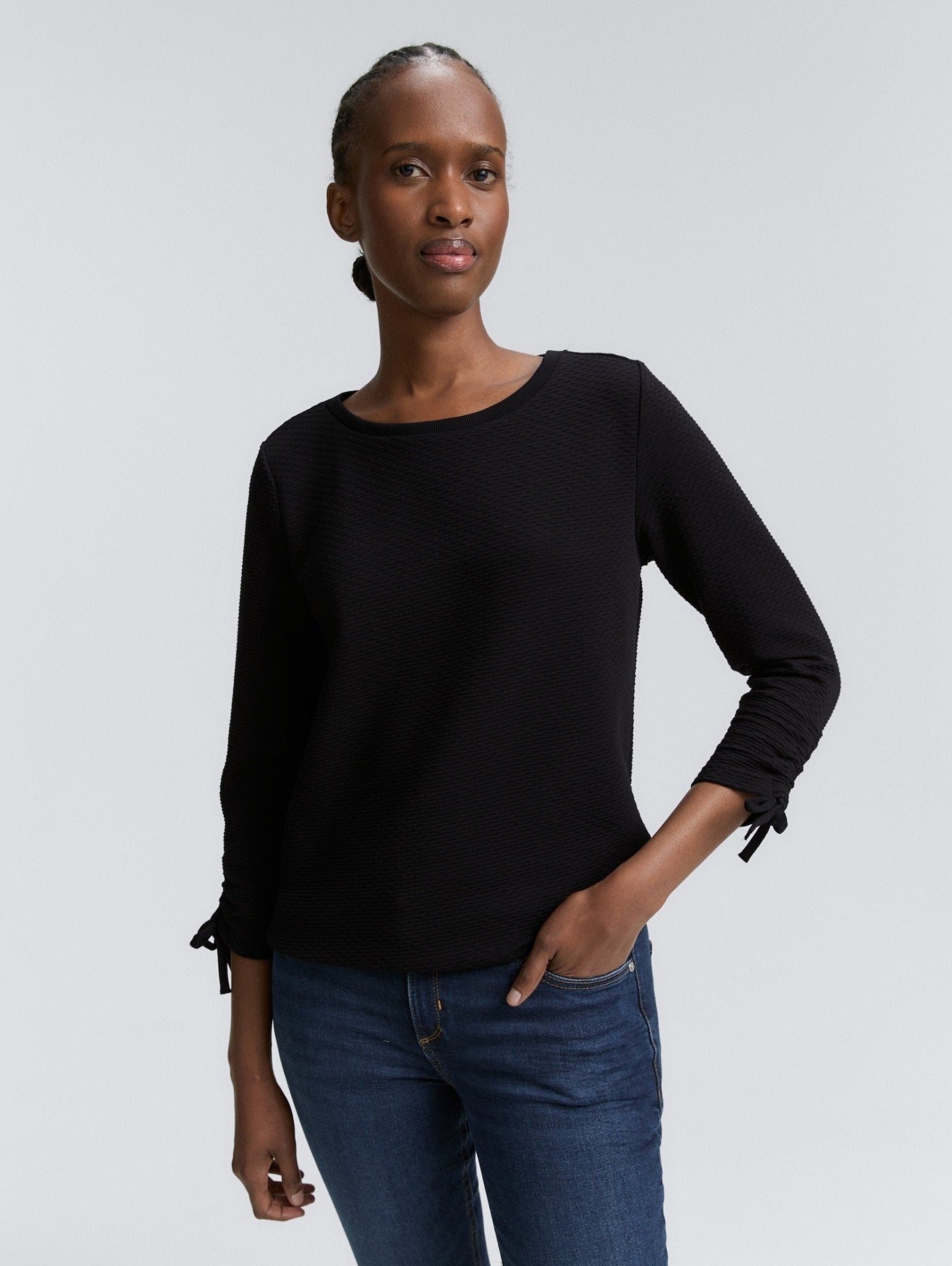 TOM TAILOR - Sweatshirt with gathered sleeves - 1047227 - Boutique Bubbles