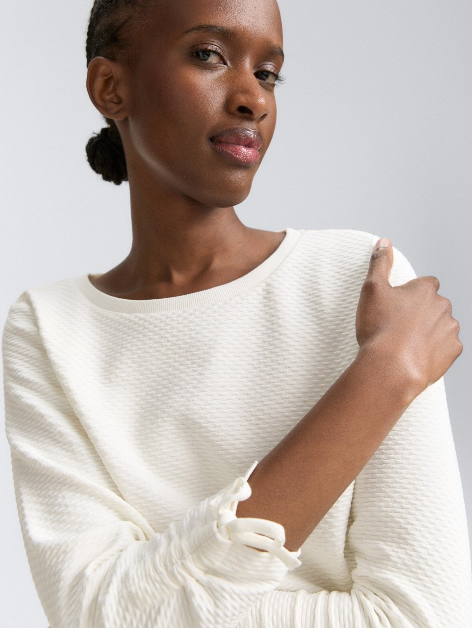 TOM TAILOR - Sweatshirt with gathered sleeves - 1047227 - Boutique Bubbles