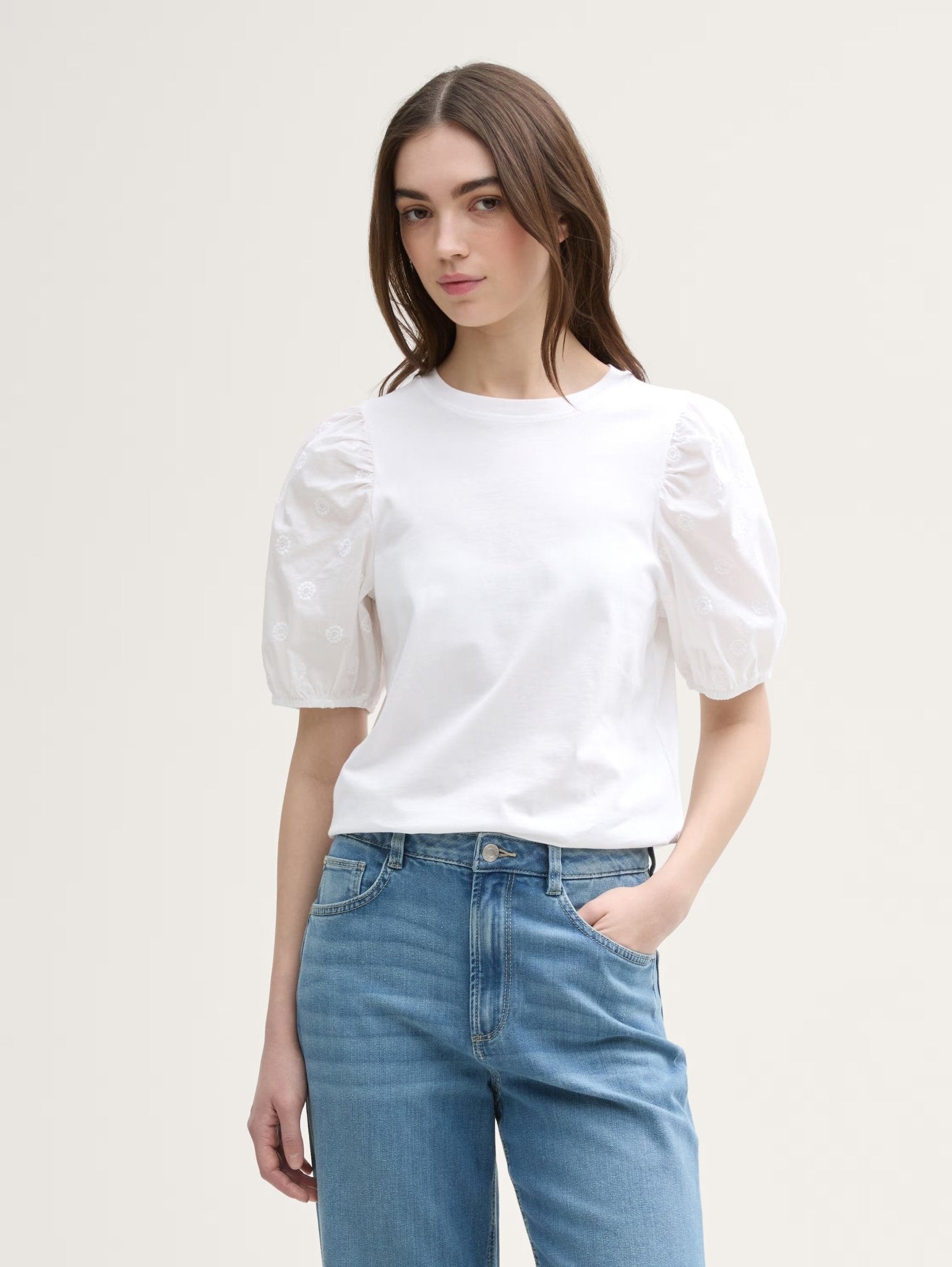 TOM TAILOR - T-shirt with puffed sleeves - 1046549 - Boutique Bubbles