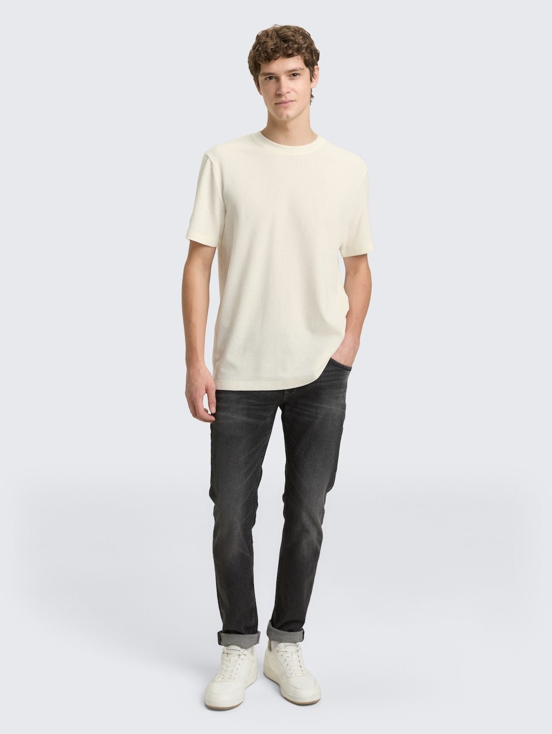 TOM TAILOR - T-shirt with waffle texture - 1050352 - Boutique Bubbles