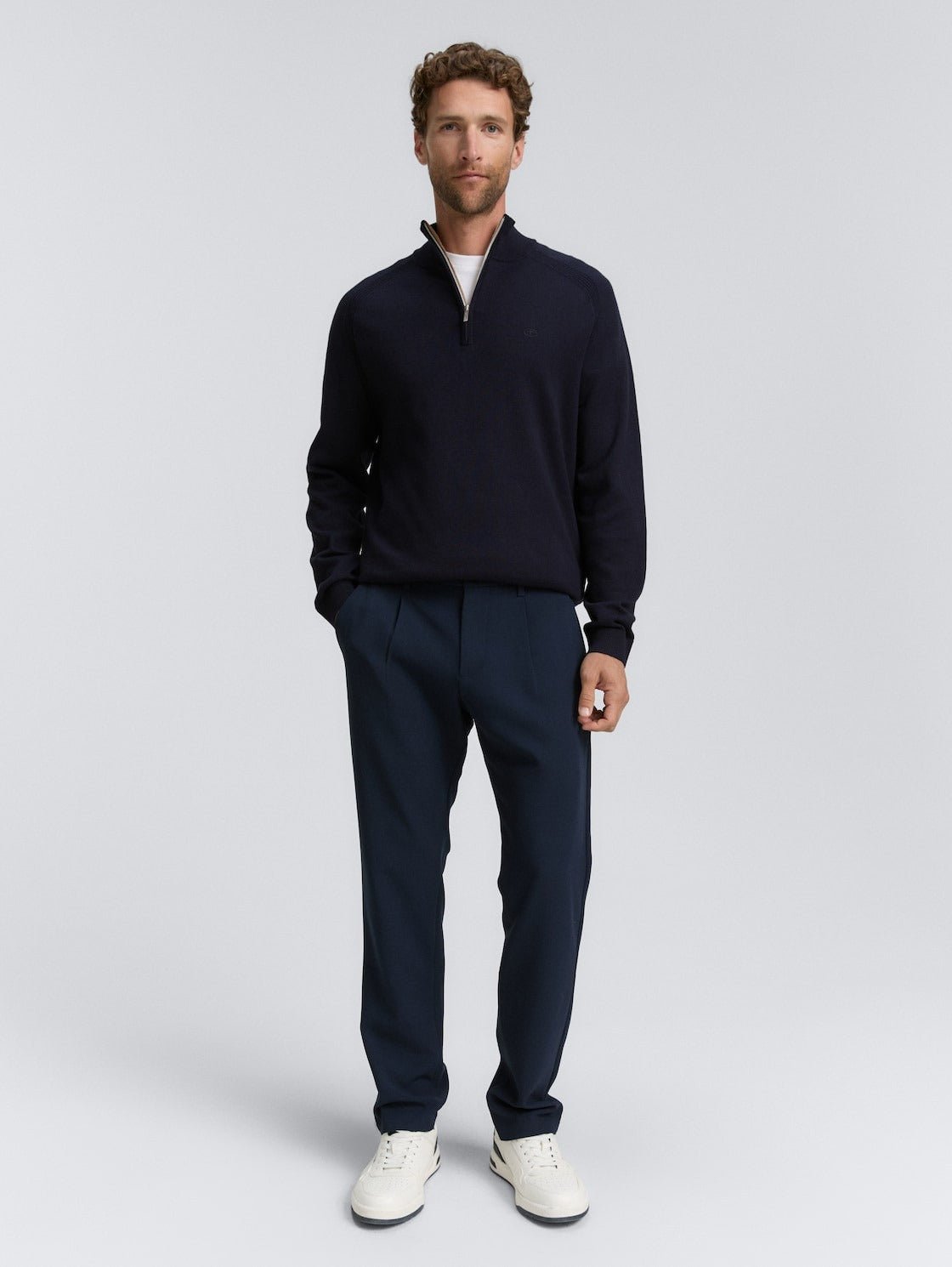 TOM TAILOR - Troyer knitted jumper with logo embroidery - 1047569 - Boutique Bubbles