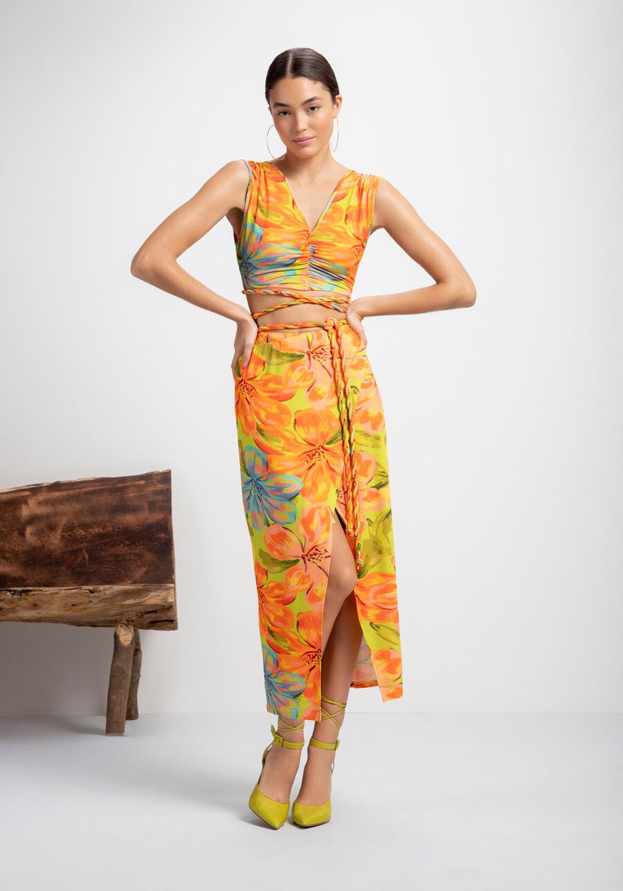 LEZ A LEZ - Cropped Knit Blouse With Braided Ties - 8133L - Boutique Bubbles