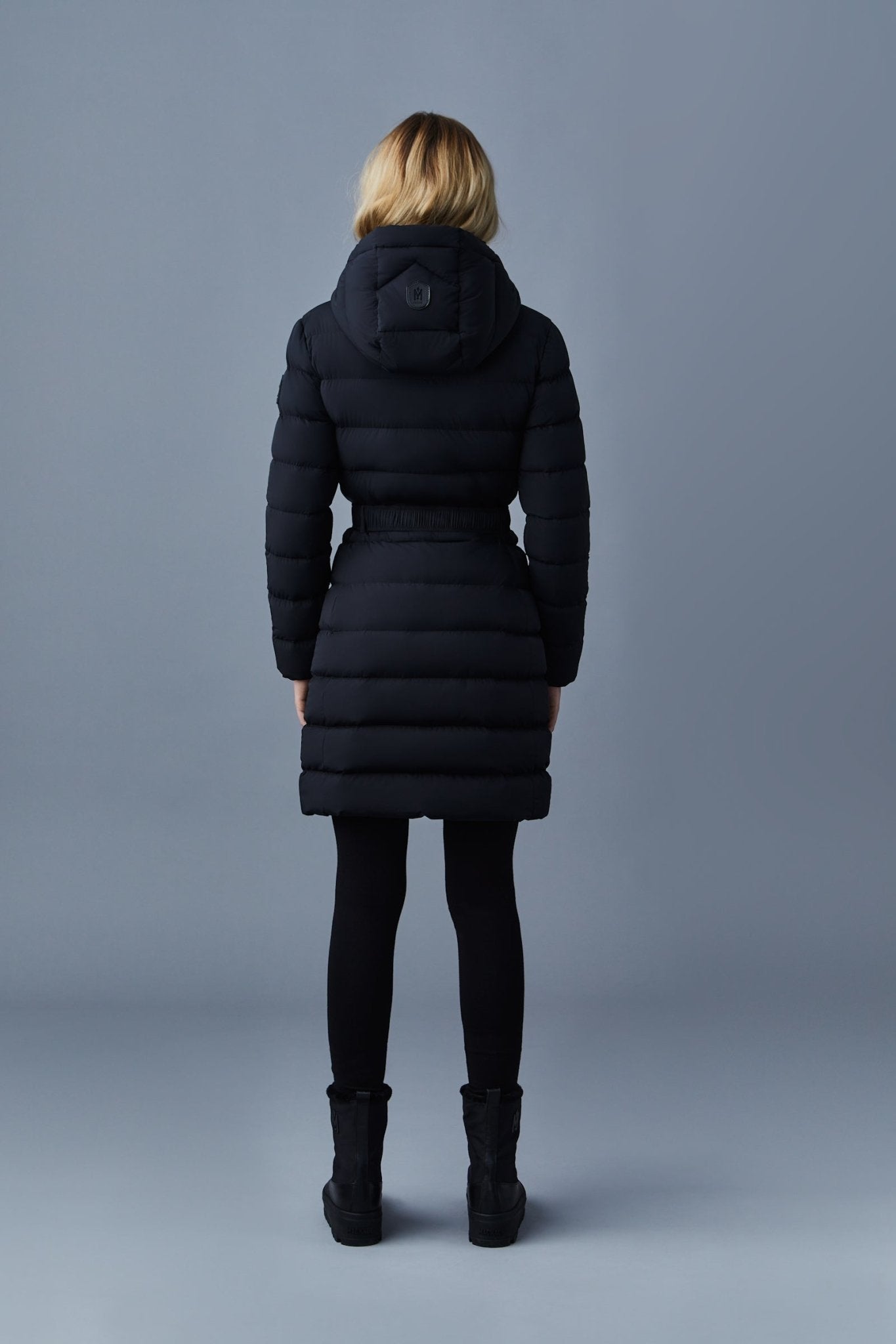 MACKAGE ASHLEY stretch light down coat with belt and hood - Boutique Bubbles
