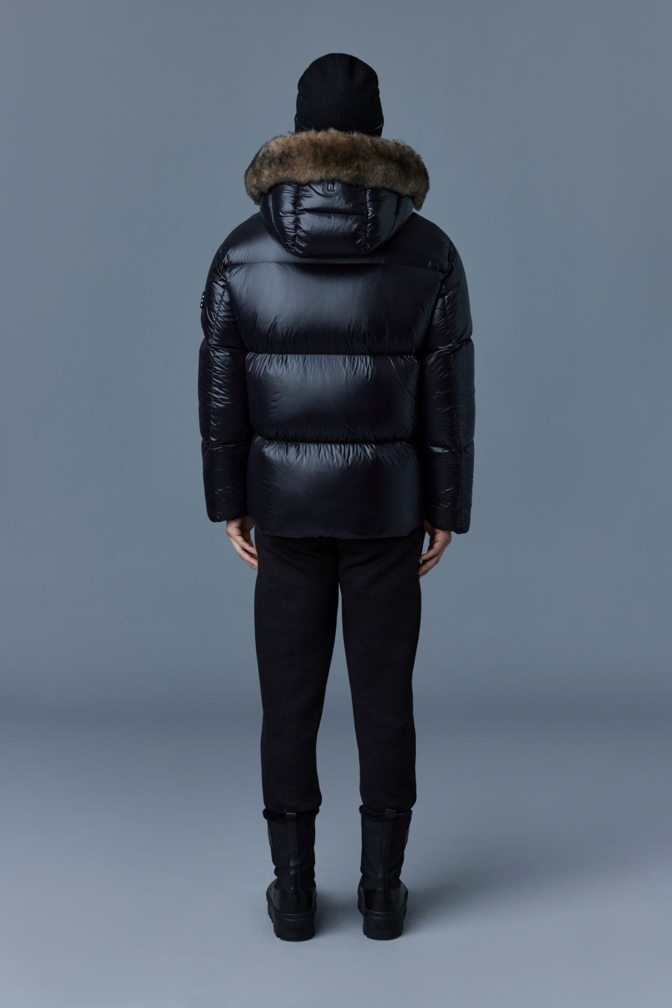 MACKAGE KENT-SH lustrous light down jacket with shearling - Boutique Bubbles