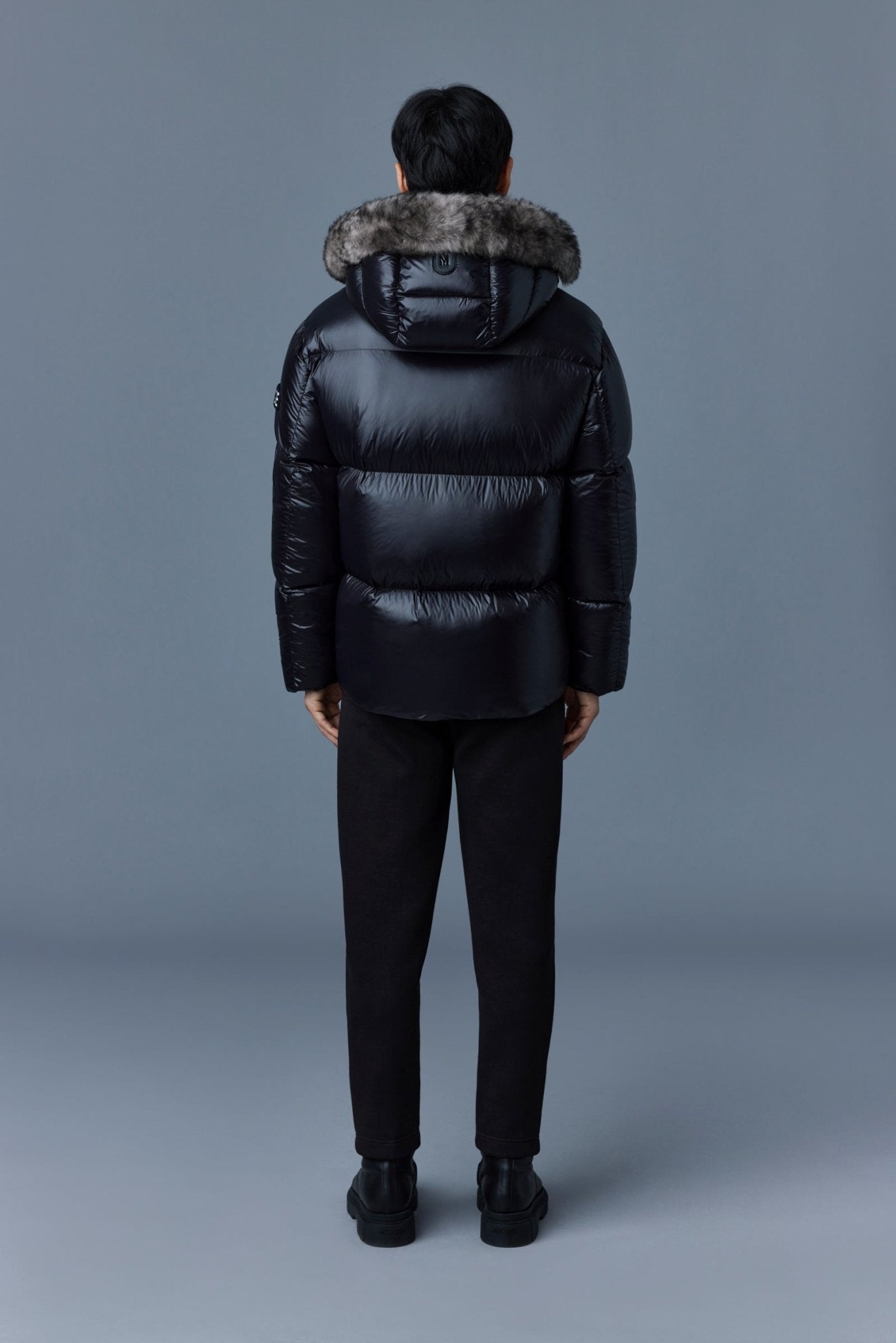MACKAGE KENT-SH lustrous light down jacket with shearling - Boutique Bubbles