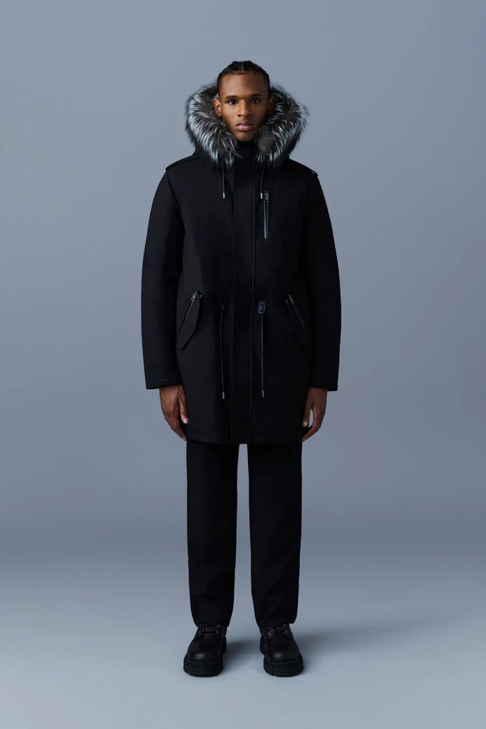 MACKAGE MORITZ-X- rabbit fur-lined twill parka with removable silver fox fur trim - Boutique Bubbles
