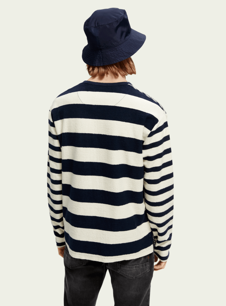 SCOTCH&SODA Structured Long-Sleeved Grandad T-shirt in Organic Cotton - Boutique Bubbles