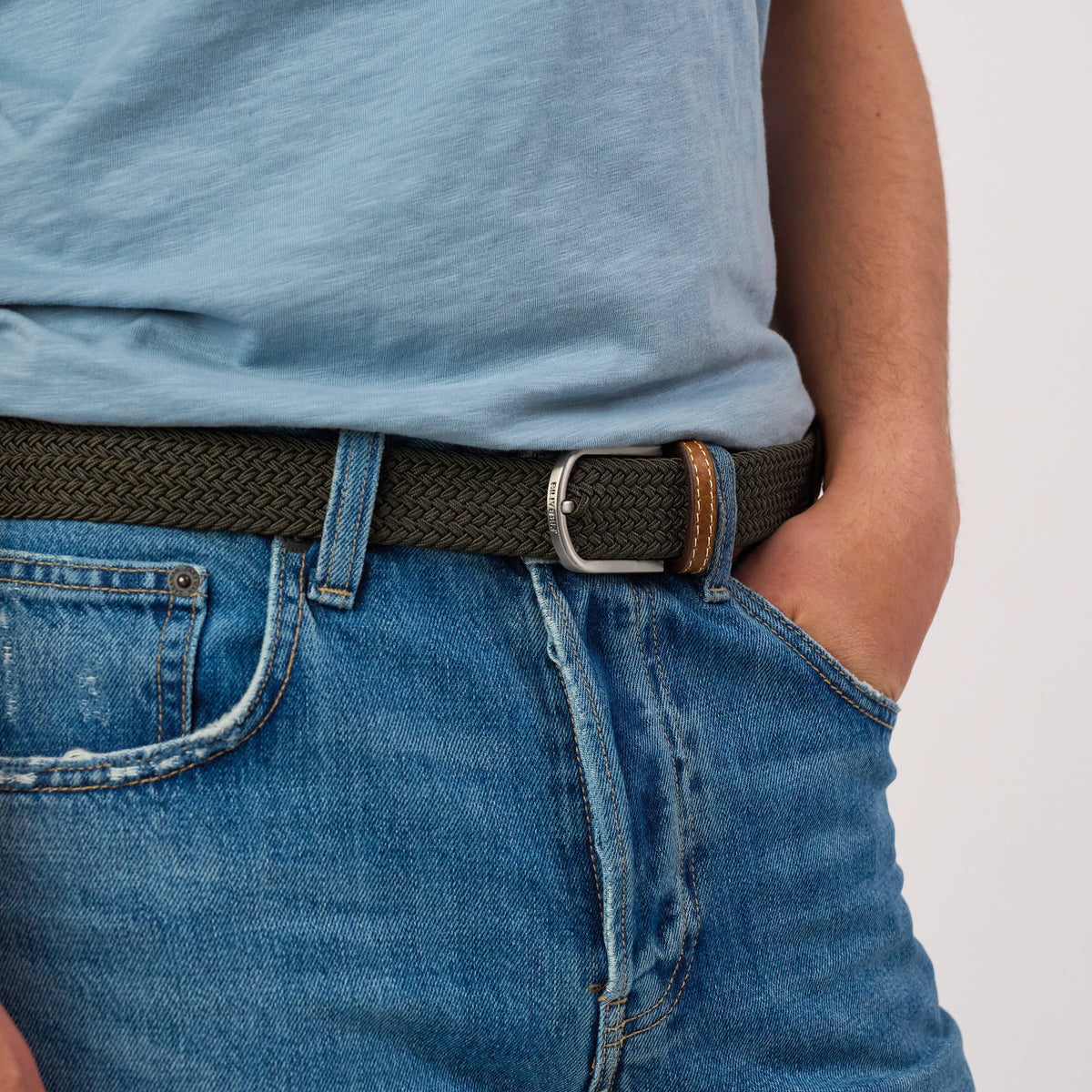Elastic braided belt - Khaki