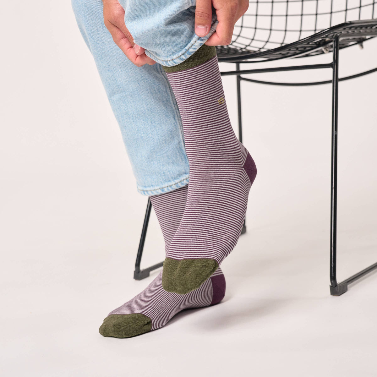 Striped combed cotton socks - Pomerol