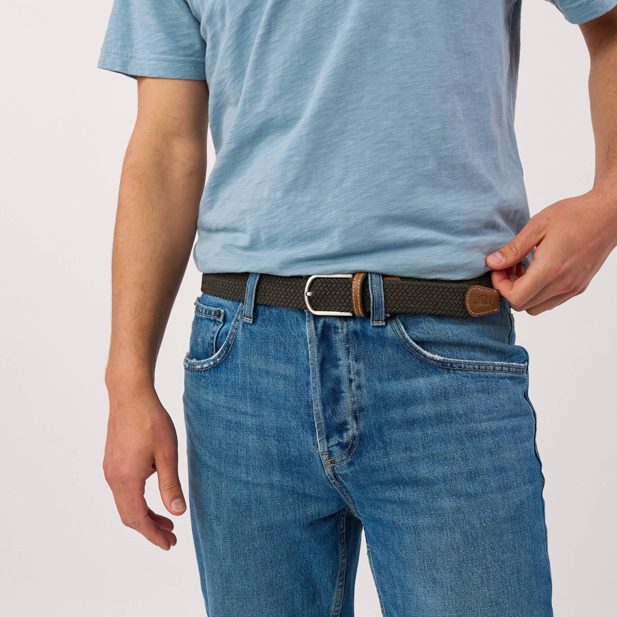 Elastic braided belt - Khaki