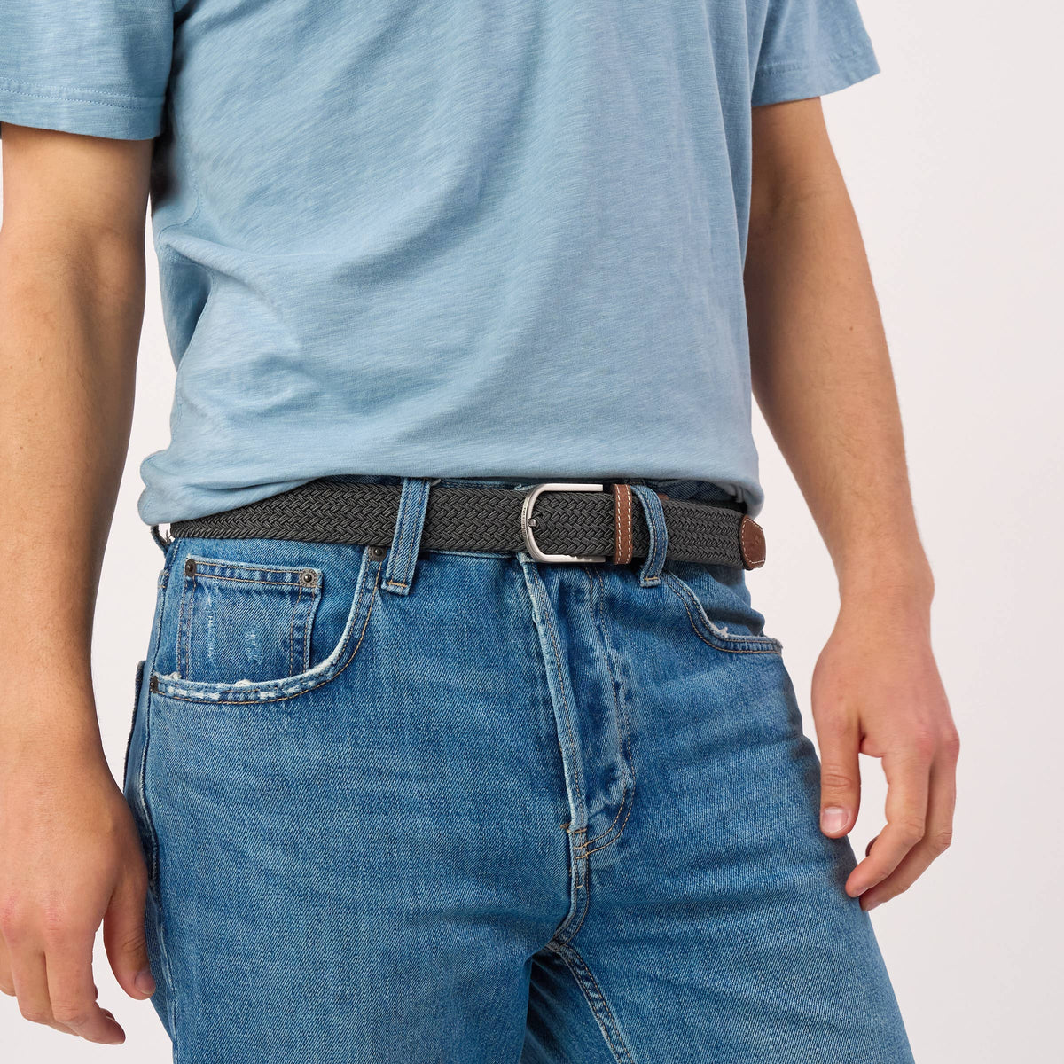Elastic Braided Belt Flannel Grey
