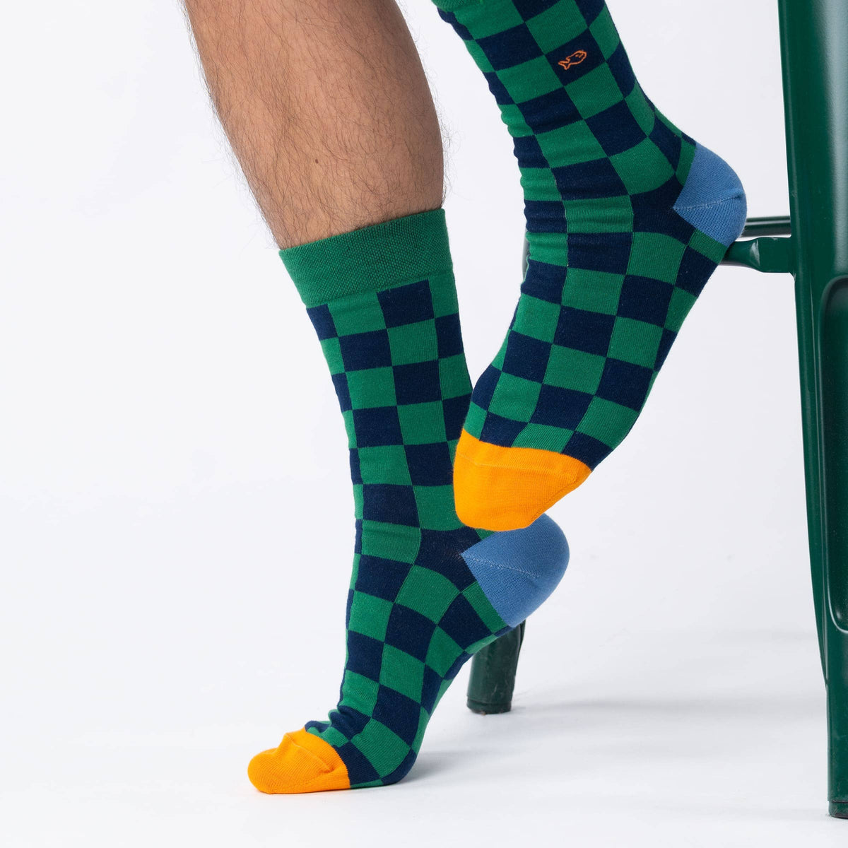 Combed cotton checkered socks - Baku