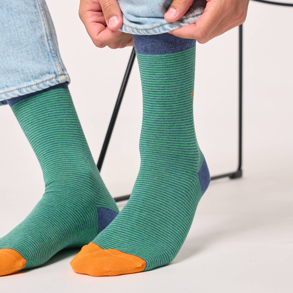 Combed cotton striped socks - Garden Party