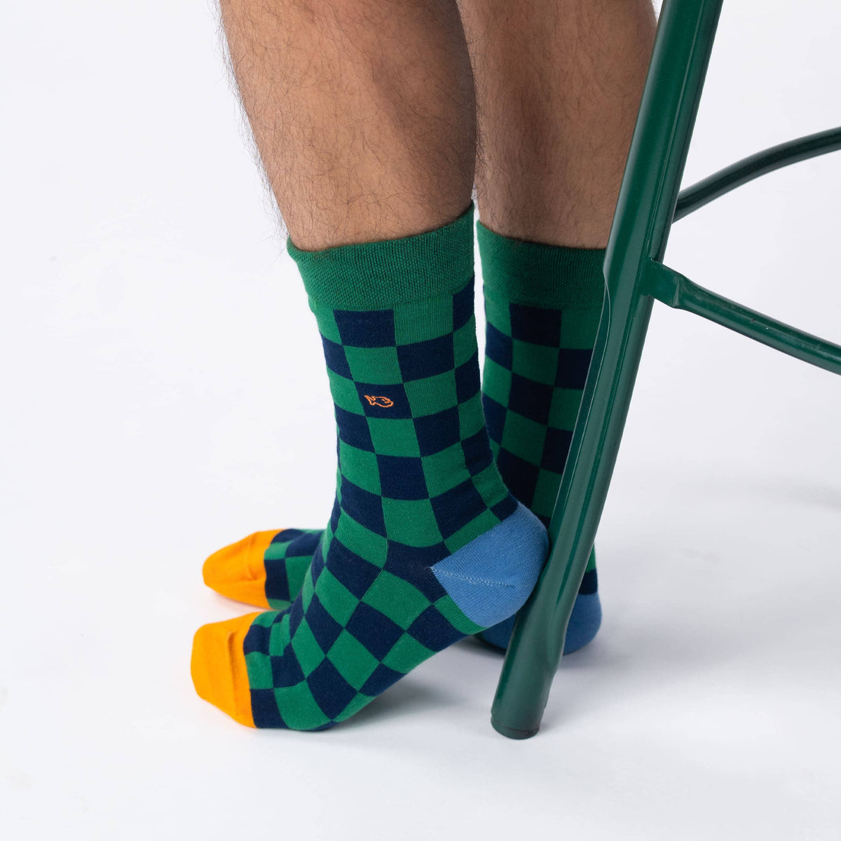 Combed cotton checkered socks - Baku