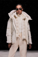 MACKAGE CYRAH - Arctic Twill down jacket with shearling trim