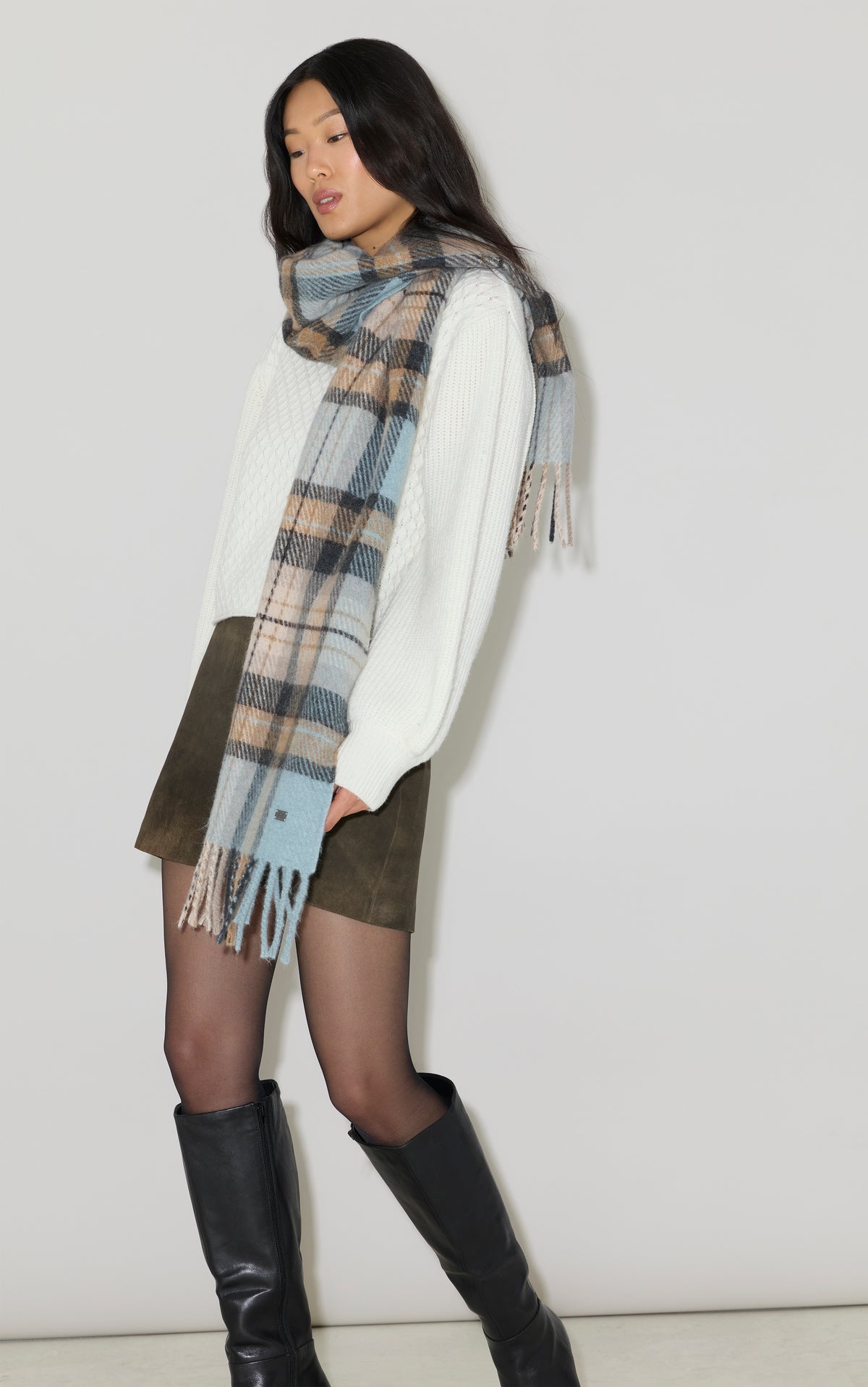 SOIA&KYO ELIZABETH - Plaid Fringe Scarf