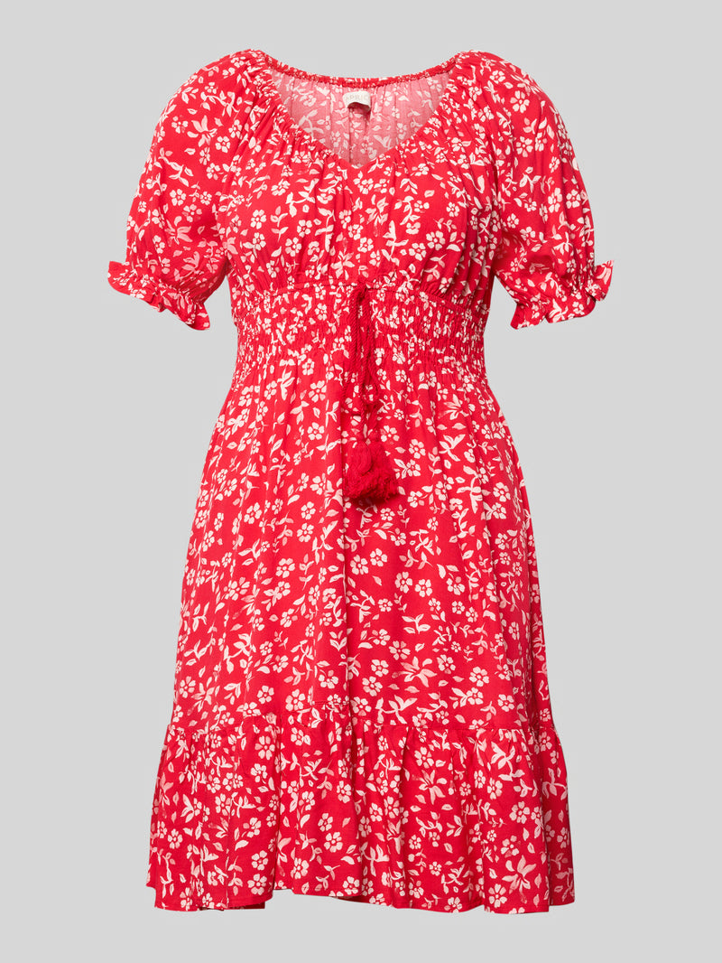 APRICOT - Mini red dress with tassels and ruffled details - V973466
