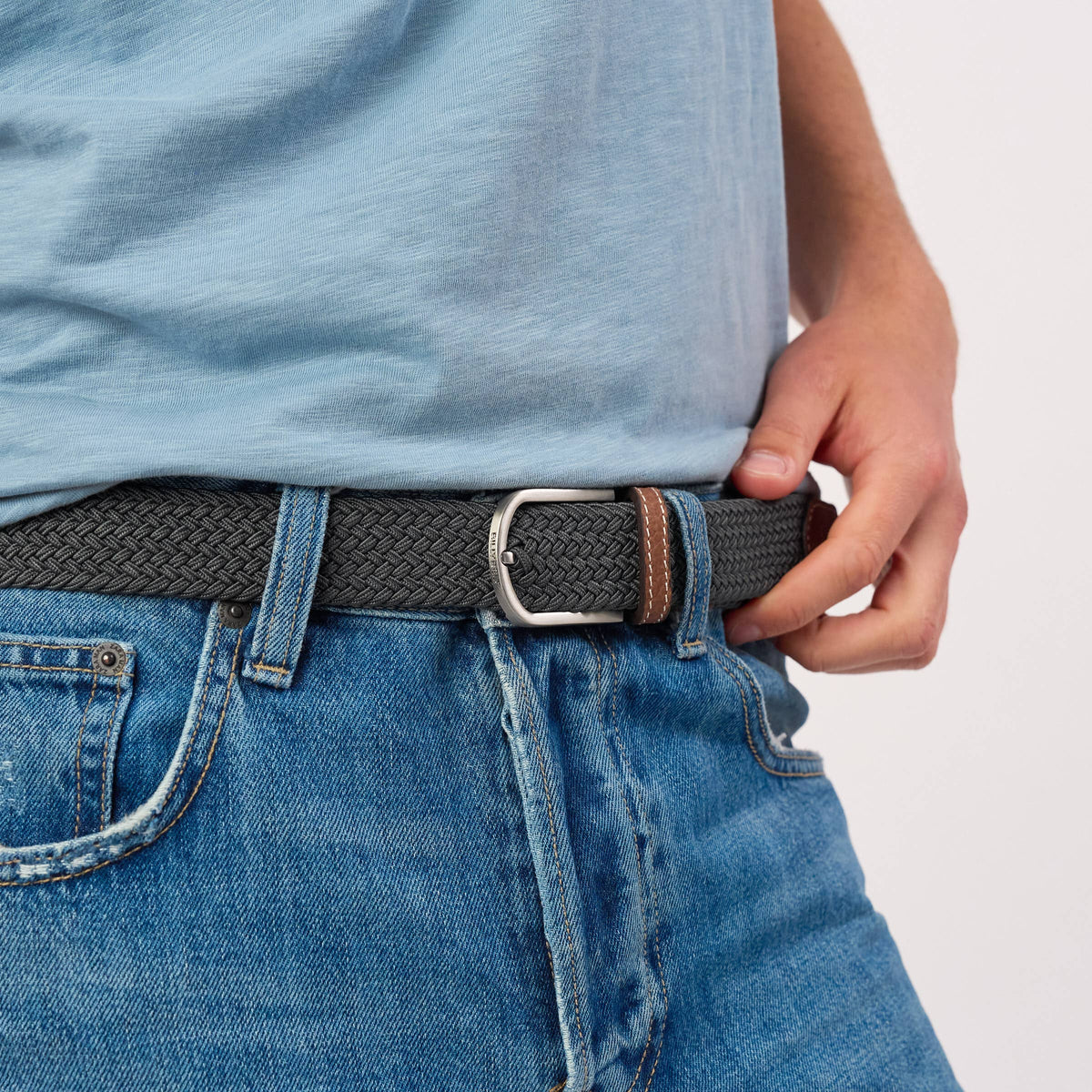 Elastic Braided Belt Flannel Grey