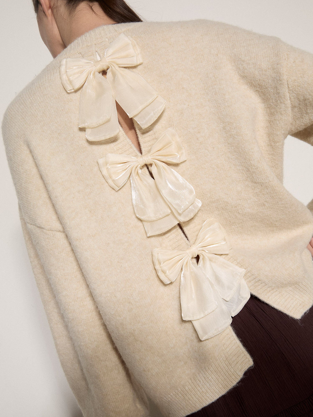 APRICOT - 3 Organza Bow Back Jumper - X247714 - Boutique Bubbles