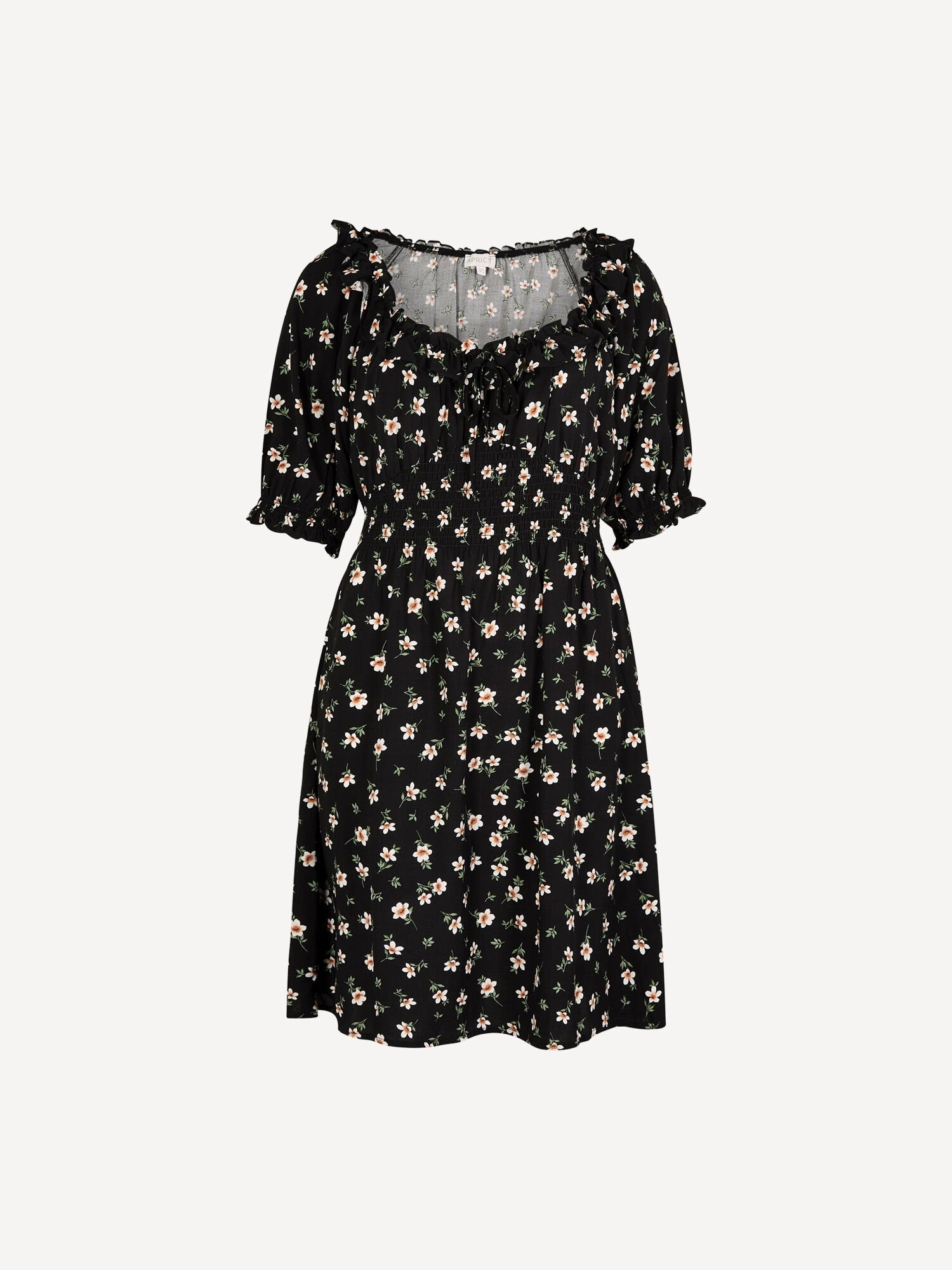 APRICOT - Floral Ruffle Milkmaid Mini Dress - X168156 - Boutique Bubbles