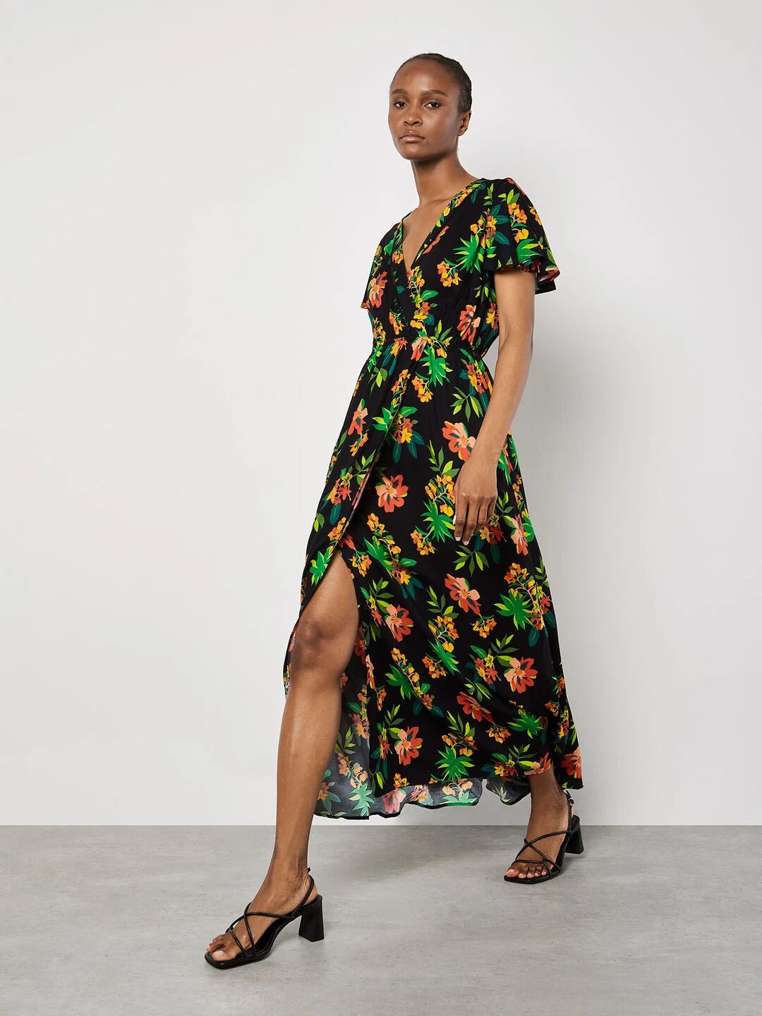 APRICOT - Graphic Tropical Wrap Dress - 964327 - Boutique Bubbles