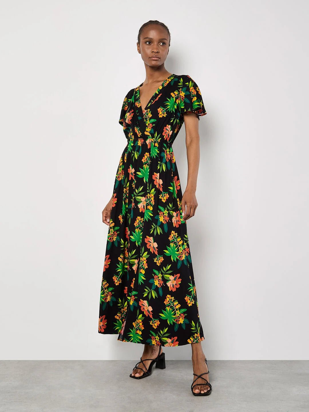 APRICOT - Graphic Tropical Wrap Dress - 964327 - Boutique Bubbles