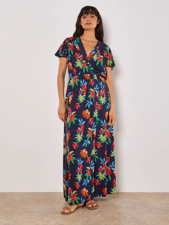 APRICOT - Graphic Tropical Wrap Dress - 965164 - Boutique Bubbles