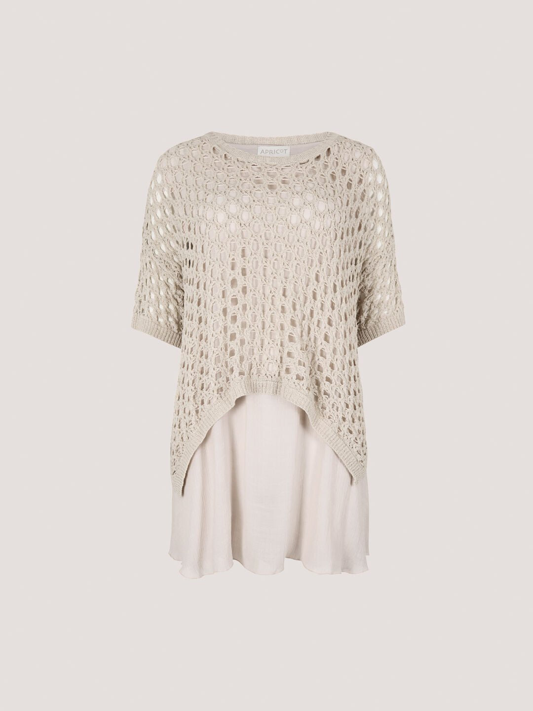 APRICOT - Knitted Mesh Layered Tunic Top - 943728 - Boutique Bubbles