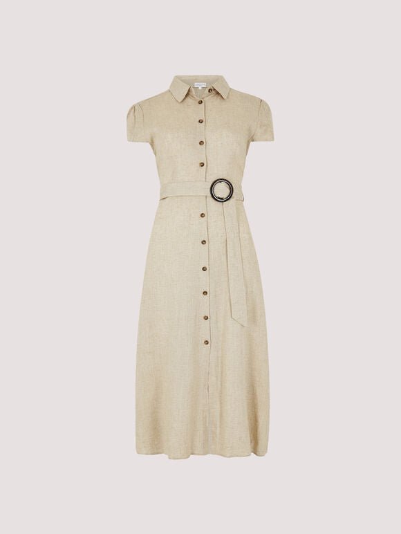 APRICOT - Linen Blend Shirt Midi Dress - X197811 - Boutique Bubbles