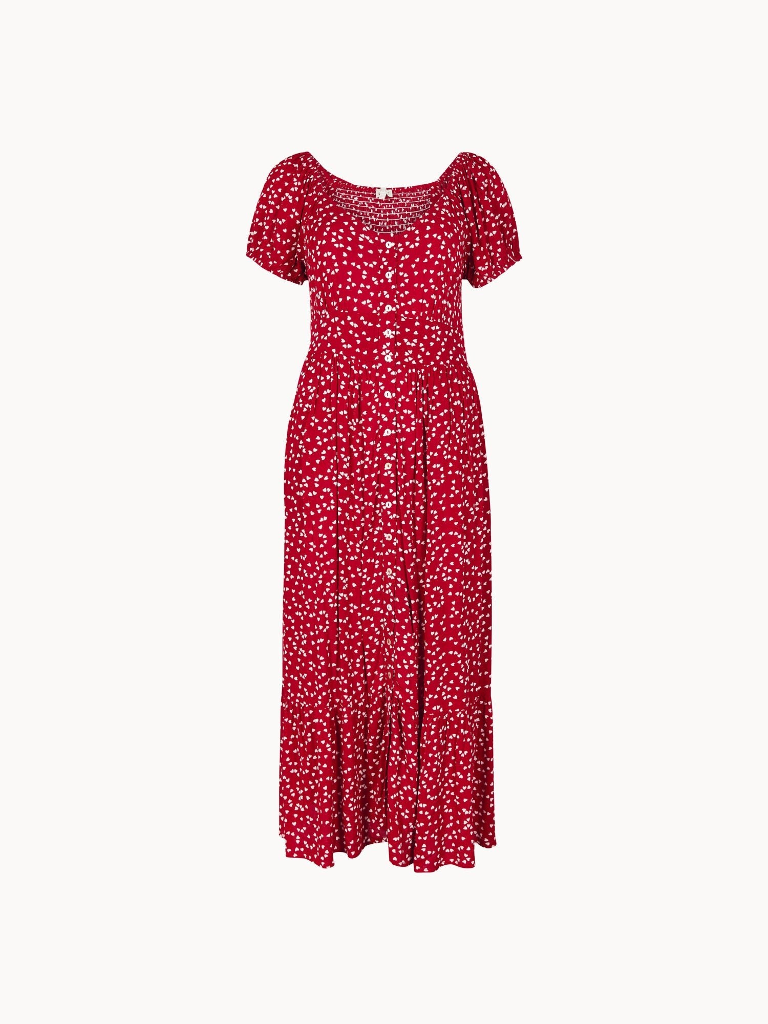 APRICOT - Mini Heart Print Midi Dress - X174546 - Boutique Bubbles