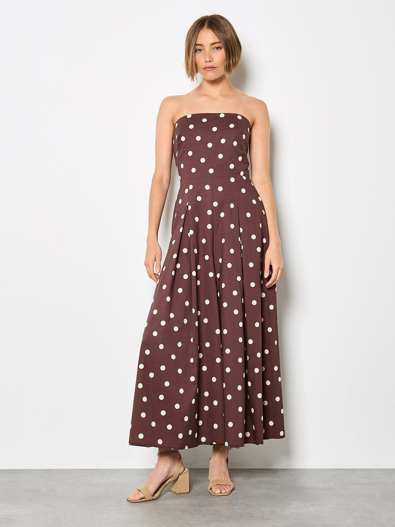 APRICOT - Polka Dot Bow Back Wide - Leg Jumpsuit - X164172 - Boutique Bubbles
