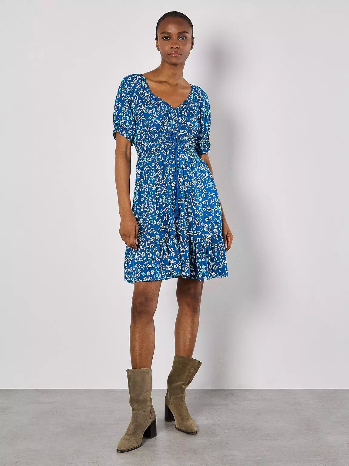 APRICOT - Sarasa Mallow Flower Bardot Dress - V973466 - Boutique Bubbles