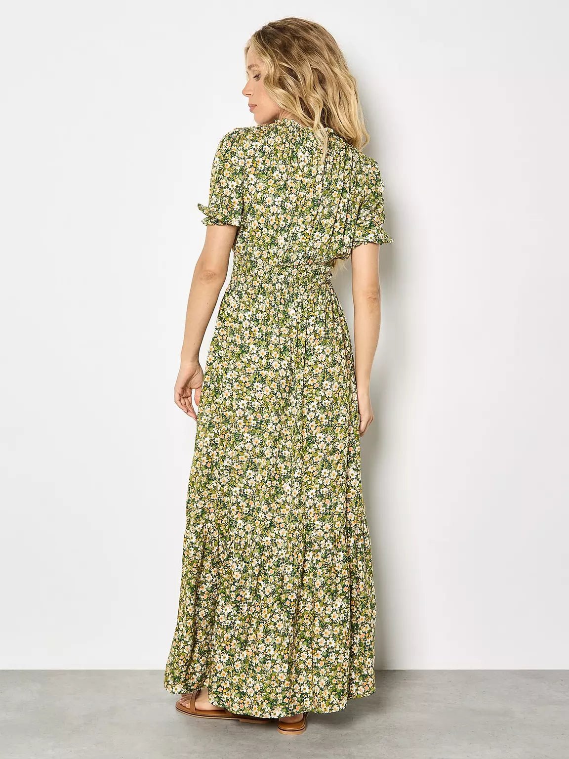 APRICOT - Smock V Neck Floral Midi Dress - X181827 - Boutique Bubbles