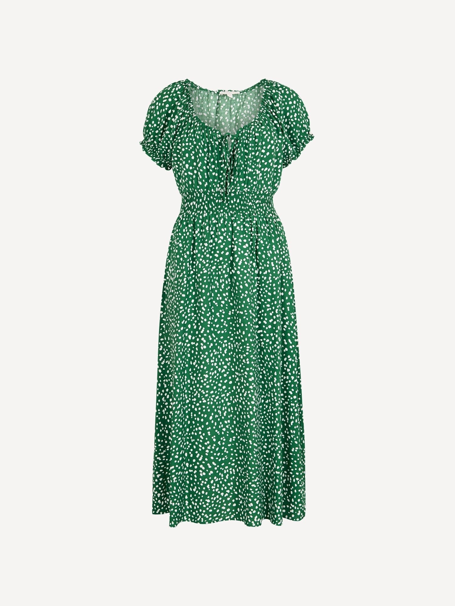 APRICOT - Spot Print Milkmaid Midi Dress - X172597 - Boutique Bubbles