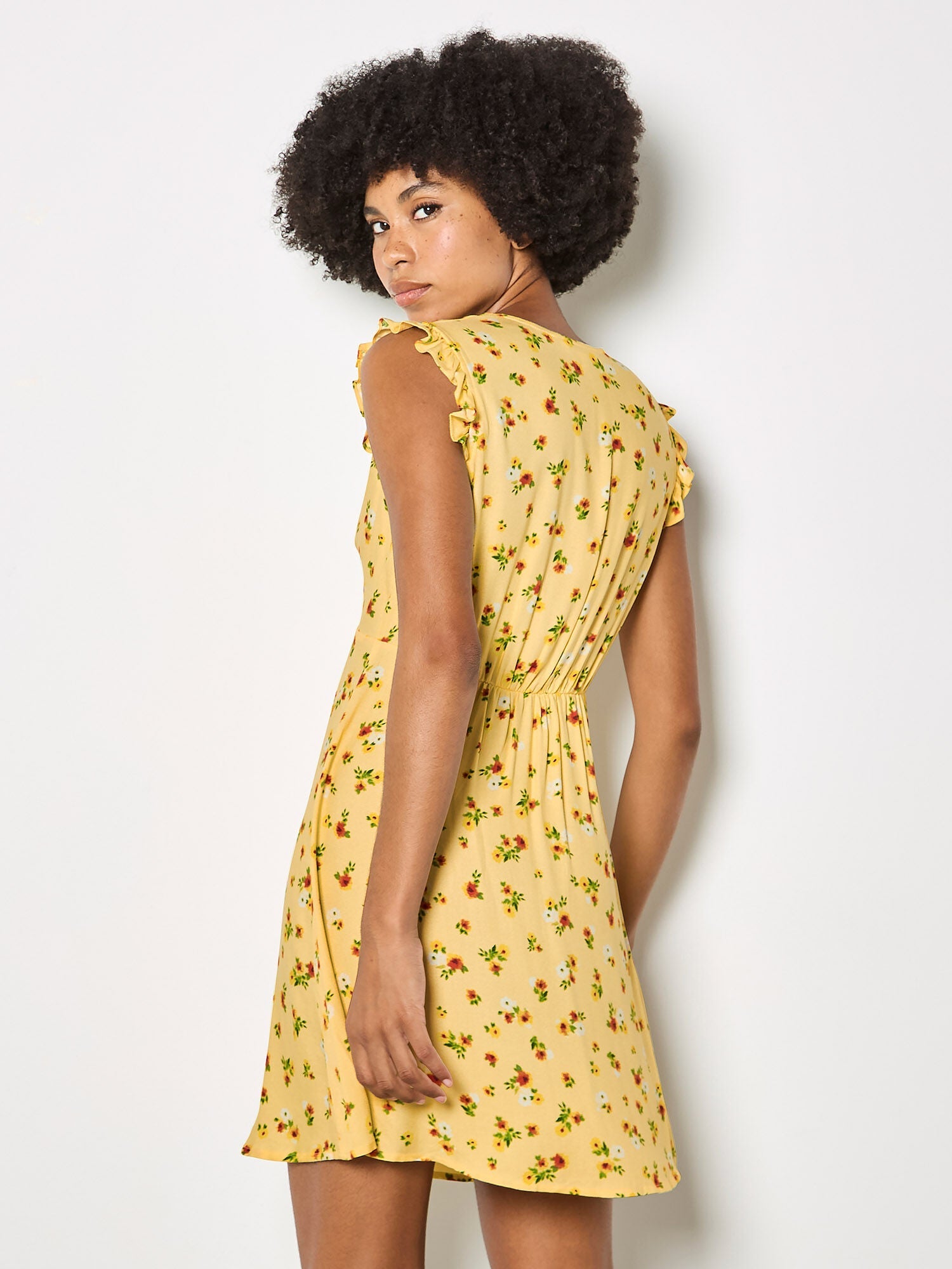 APRICOT - Vintage Floral Ruffle Mini Dress - X181377 - Boutique Bubbles