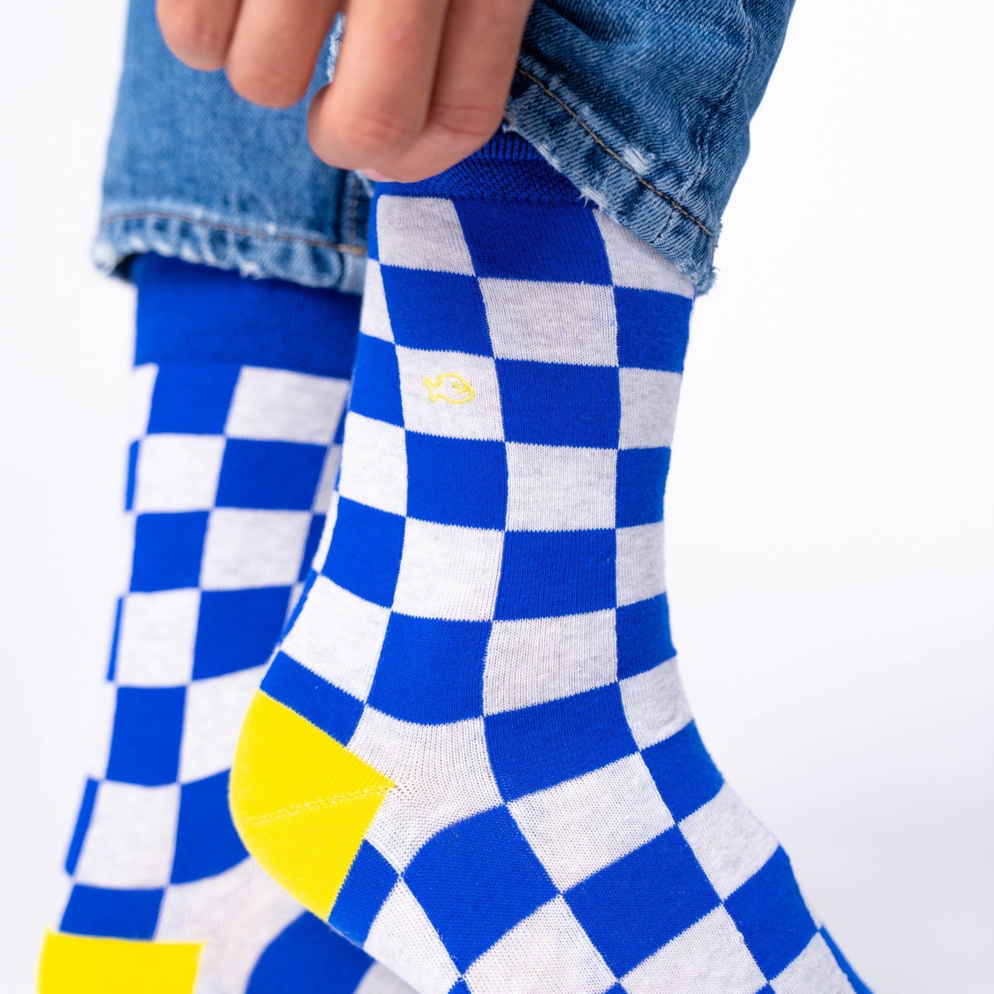 Combed cotton checked socks - Marina Bay - Boutique Bubbles